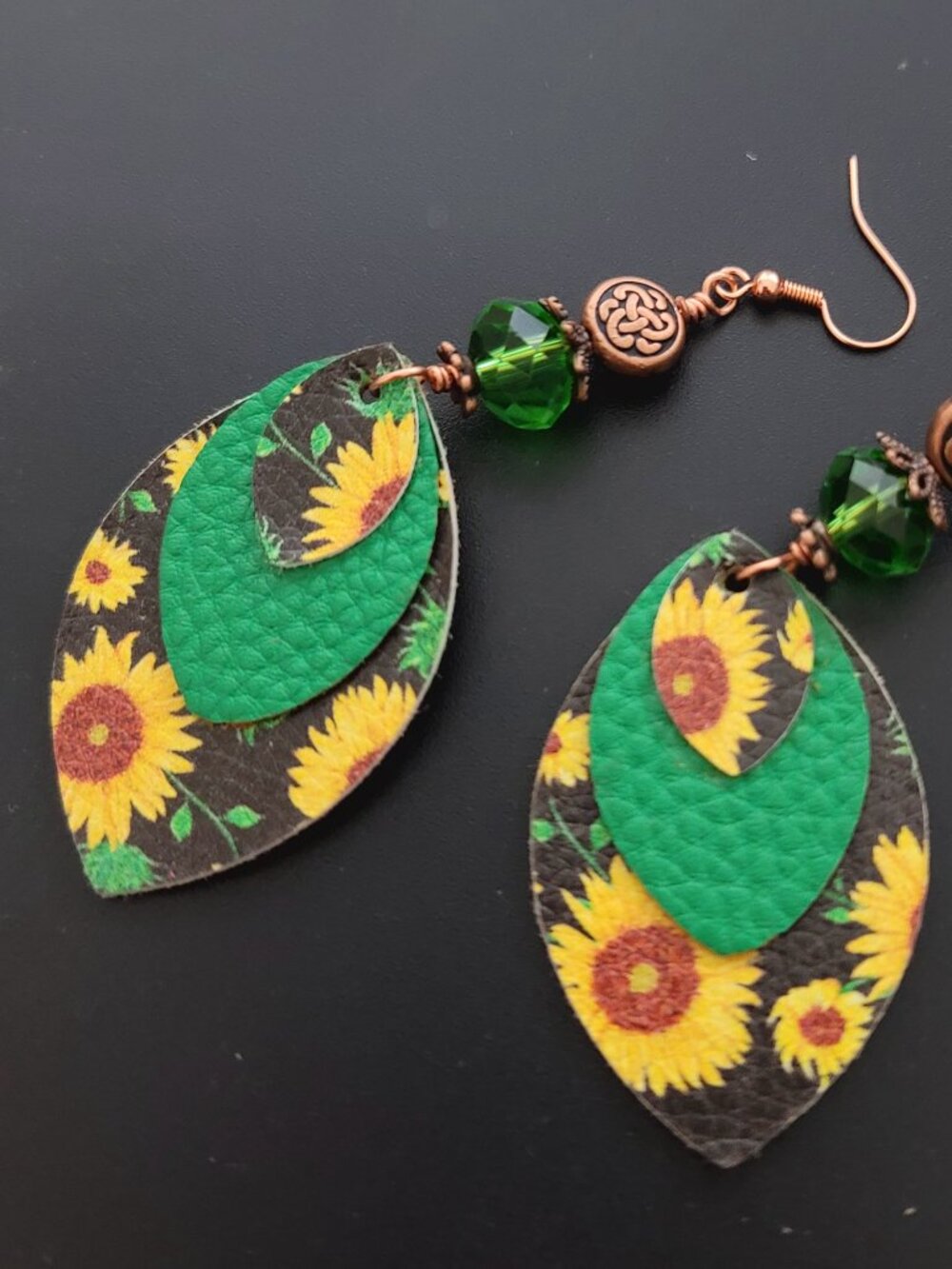 Sunflower Faux Leather Earrings
